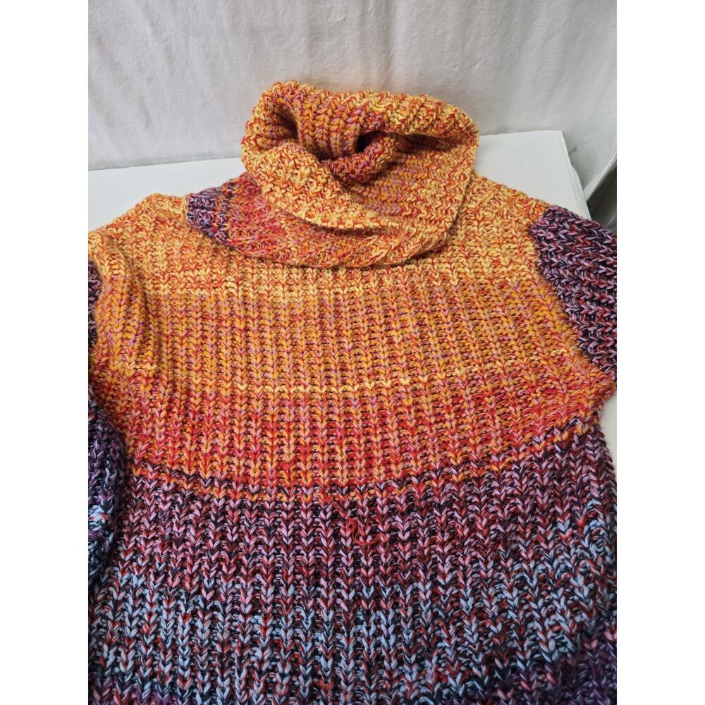 Chelsea and Theodore Sweater, Chunky Knitted Rainbow Colors Size L